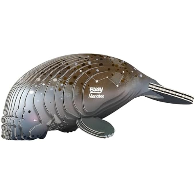 MANATEE  3D PUZZLE NO. 112  CREATIVE TOY MADE OF RECYCLED CARDBOARD  FOR CHILDREN AGED 6 AND ADULTS UP TO 99  EDUCATIONAL AND ECOLOGICAL PUZZLE - Image 1